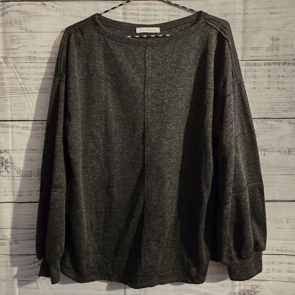New Ces Femme Dark Gray Casual Long Sleeve Shirt Womans Size S And M